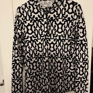 IBKUL long sleeve mock neck in black and white print size XL